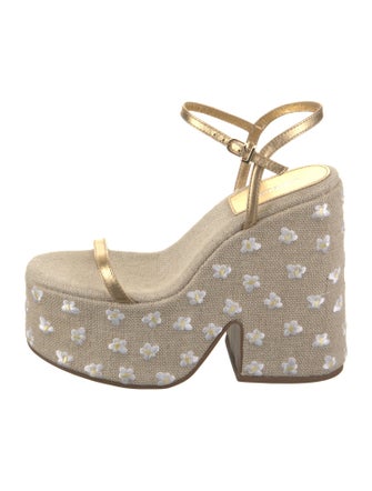 Larroude Leather Animal Print Sandals