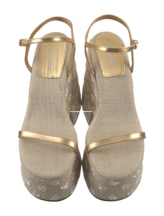 Larroude Leather Animal Print Sandals