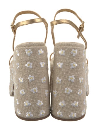 Larroude Leather Animal Print Sandals