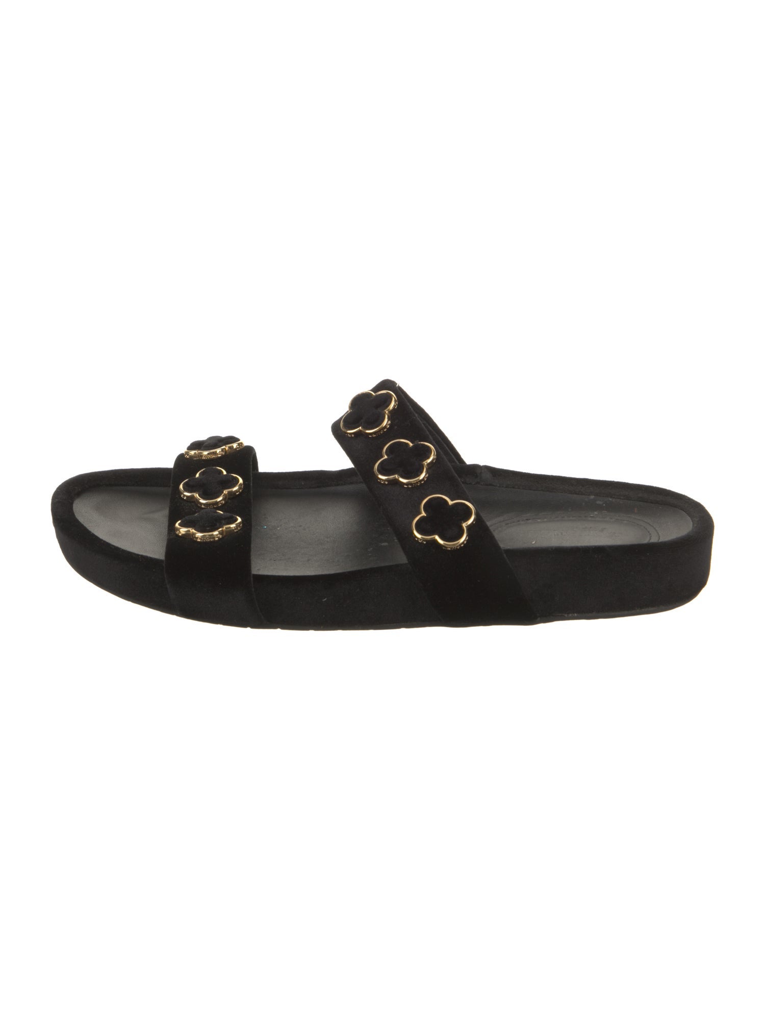 Larroude Velvet Studded Accents Slides