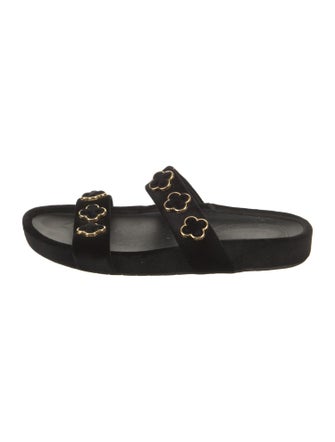 Larroude Velvet Studded Accents Slides