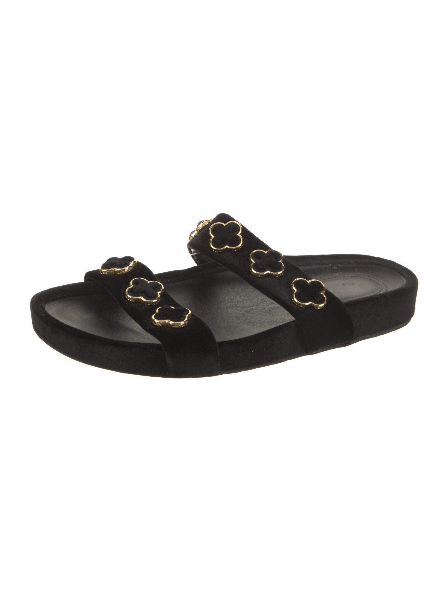Larroude Velvet Studded Accents Slides