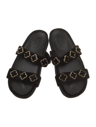 Larroude Velvet Studded Accents Slides
