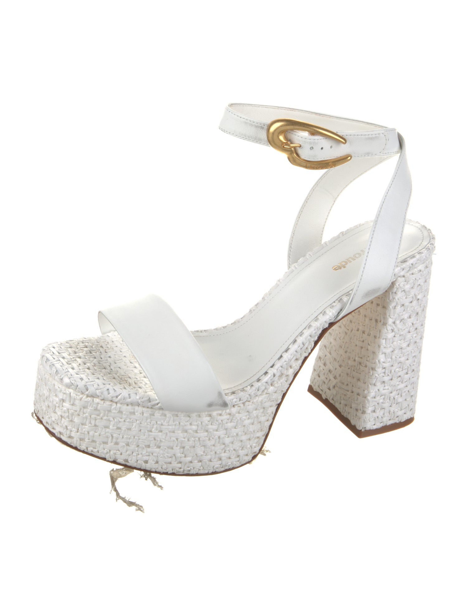 Larroude Straw Animal Print Slingback Sandals