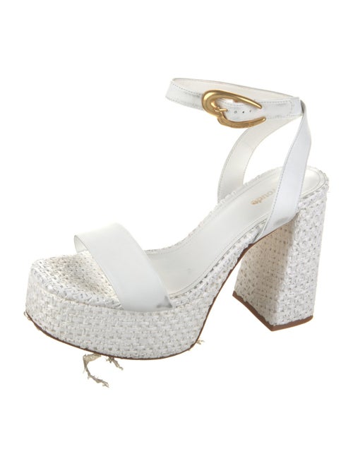 Larroude Straw Animal Print Slingback Sandals