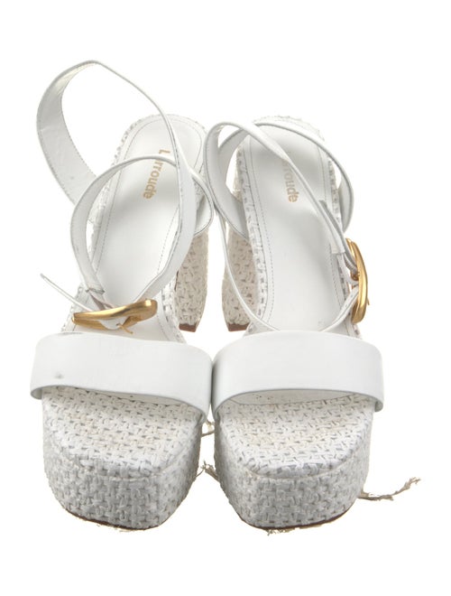 Larroude Straw Animal Print Slingback Sandals