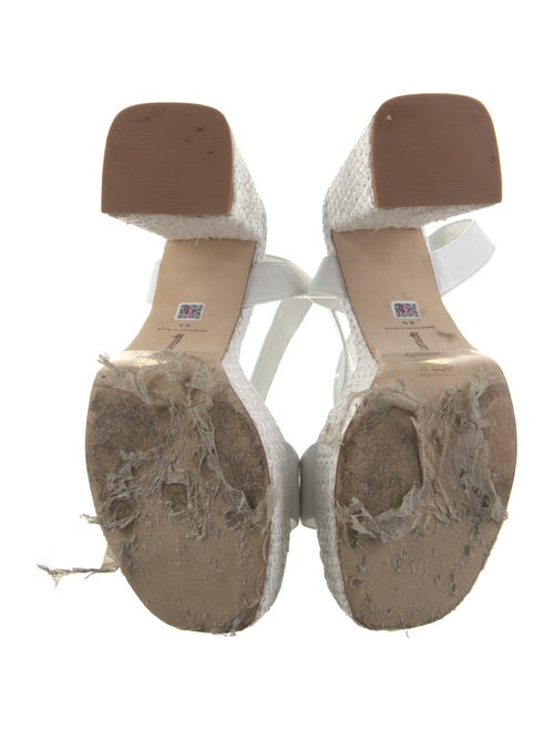 Larroude Straw Animal Print Slingback Sandals