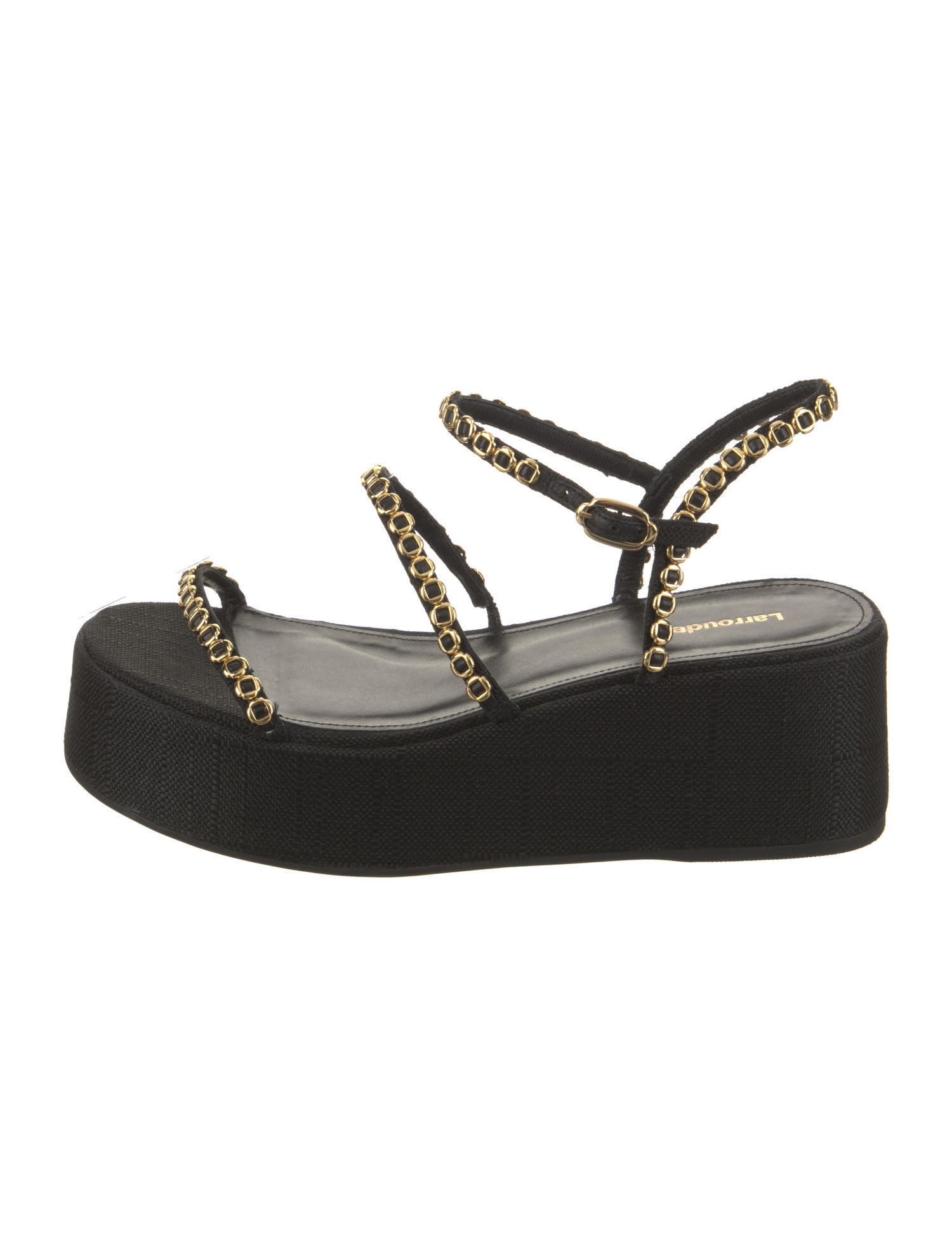 Larroude Raffia Studded Accents Espadrilles
