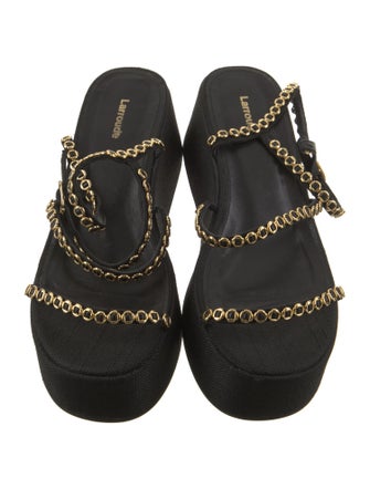 Larroude Raffia Studded Accents Espadrilles