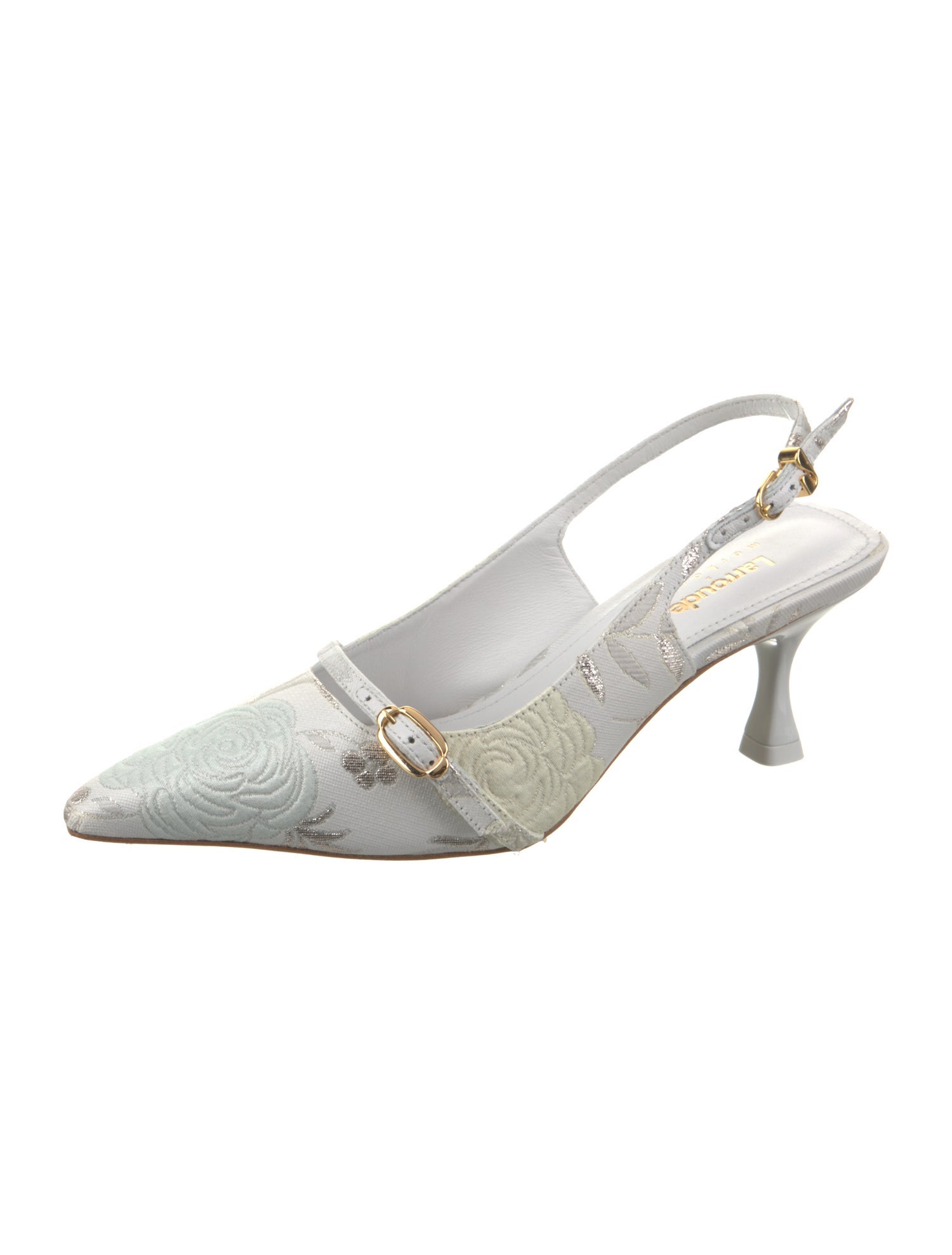 Larroude Canvas Glitter Accents Slingback Pumps