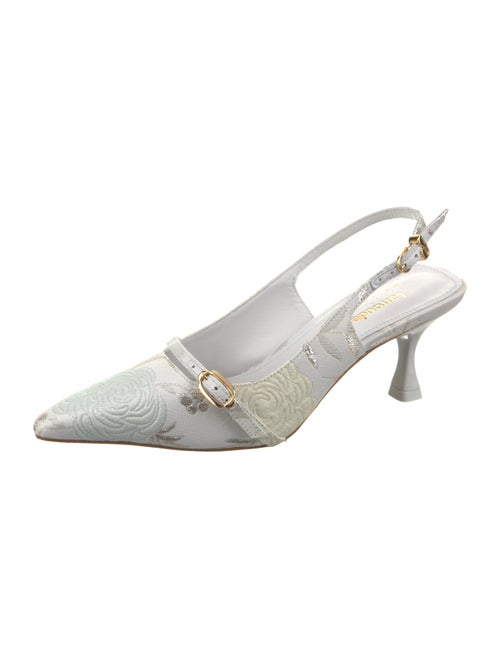 Larroude Canvas Glitter Accents Slingback Pumps