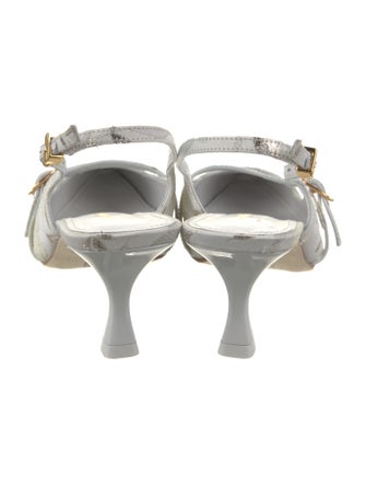 Larroude Canvas Glitter Accents Slingback Pumps