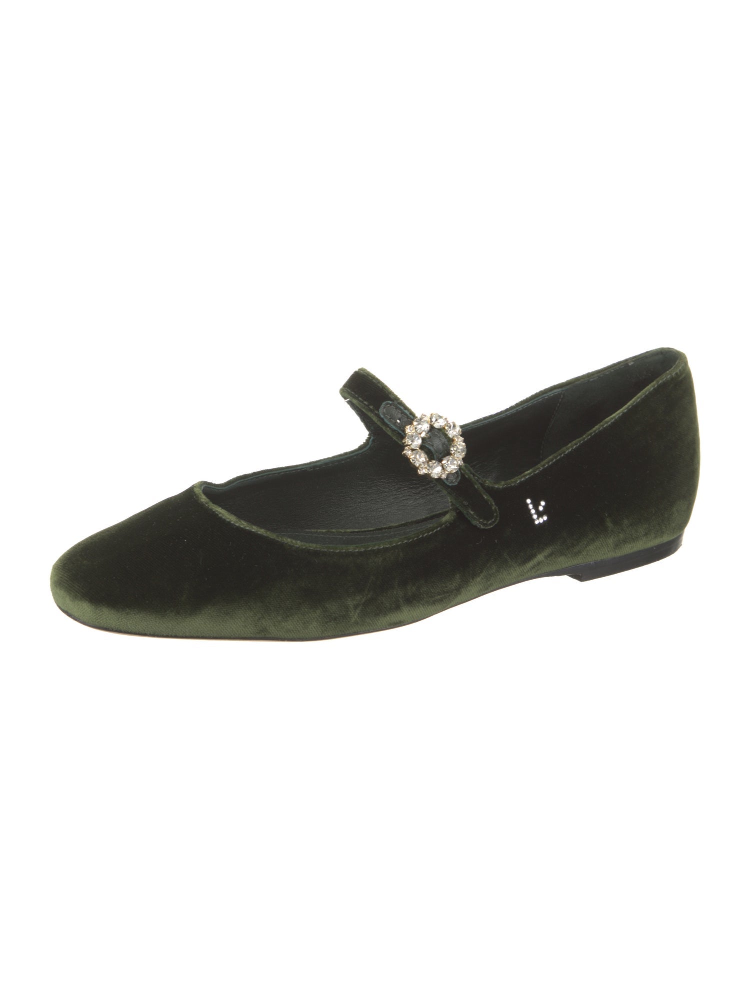 Larroude Velvet Crystal Embellishments Mary Jane Flats