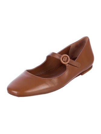 Larroude Leather Bow Accents Mary Jane Flats