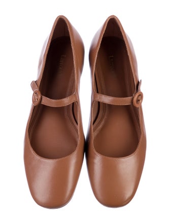 Larroude Leather Bow Accents Mary Jane Flats