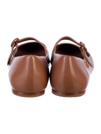 Larroude Leather Bow Accents Mary Jane Flats