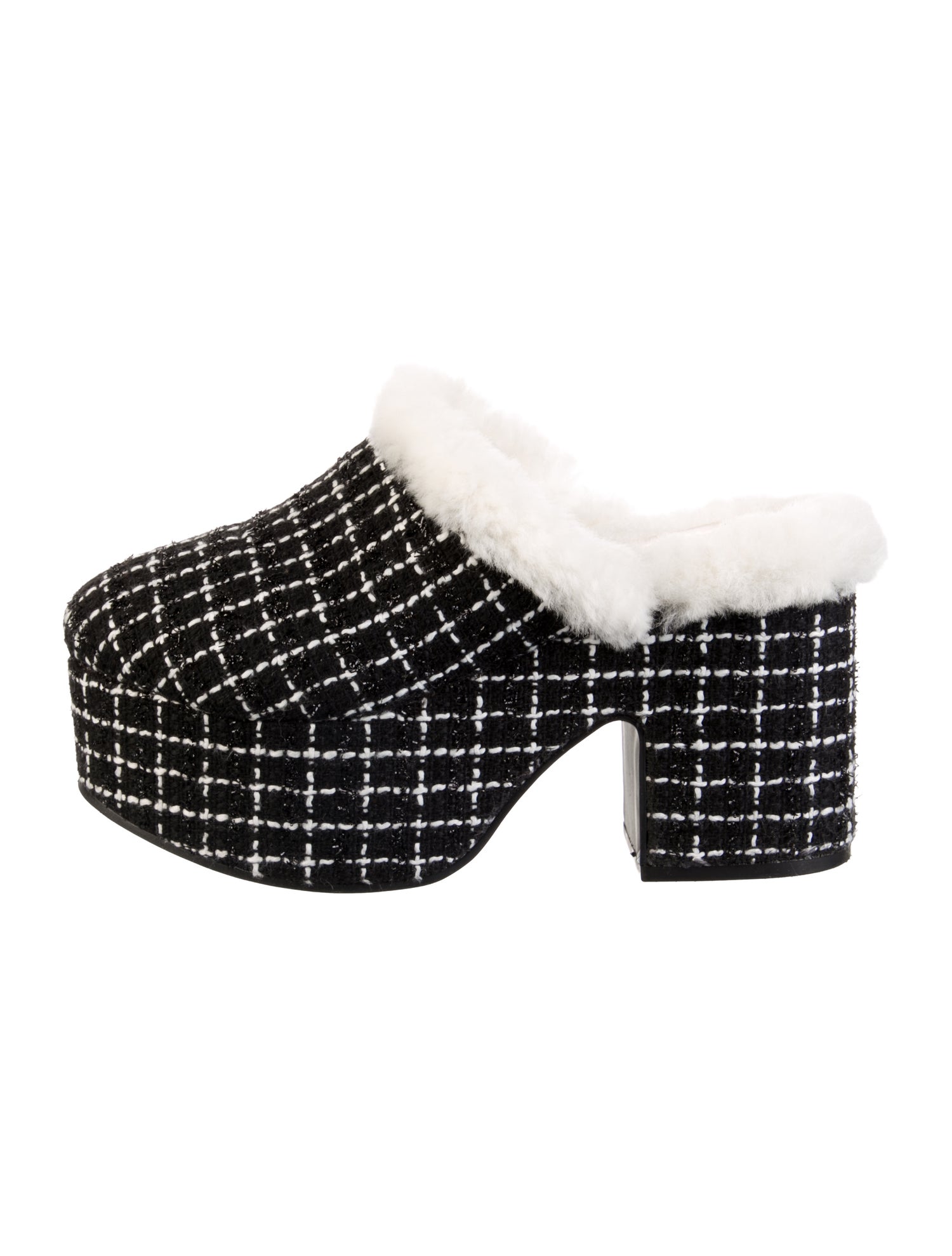 Larroude Tweed Pattern Mules