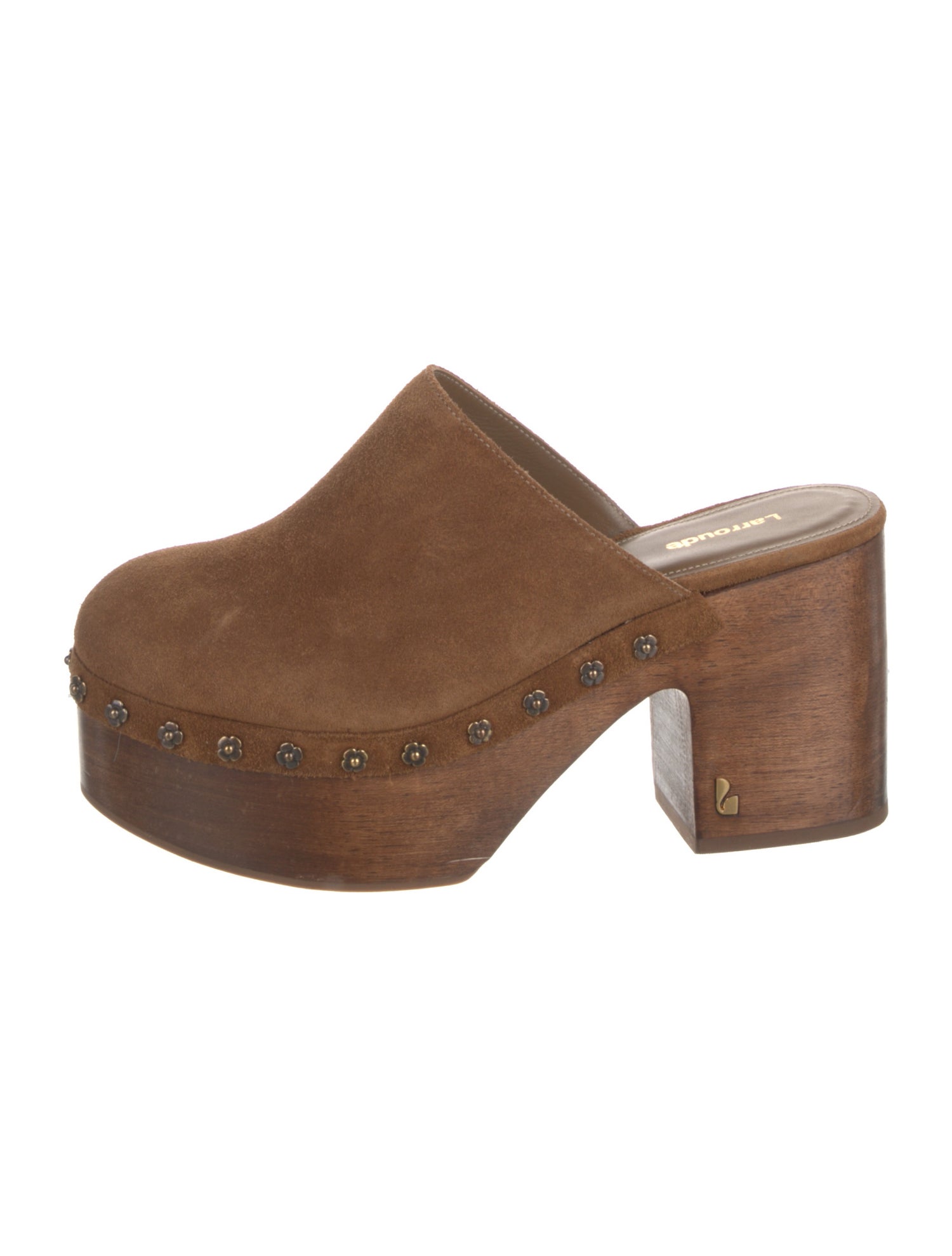 Larroude Suede Studded Accents Mules