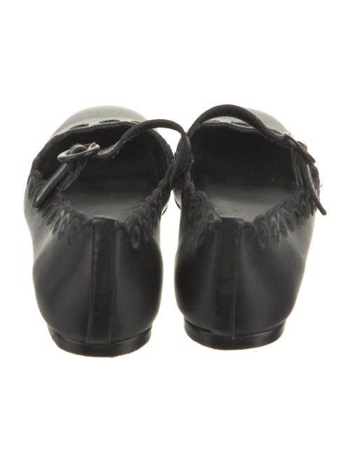 Larroude Leather Scalloped Accent Mary Jane Flats