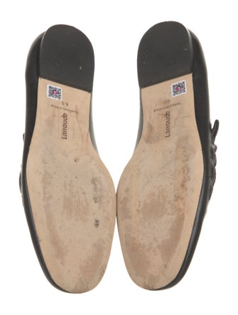 Larroude Leather Scalloped Accent Mary Jane Flats