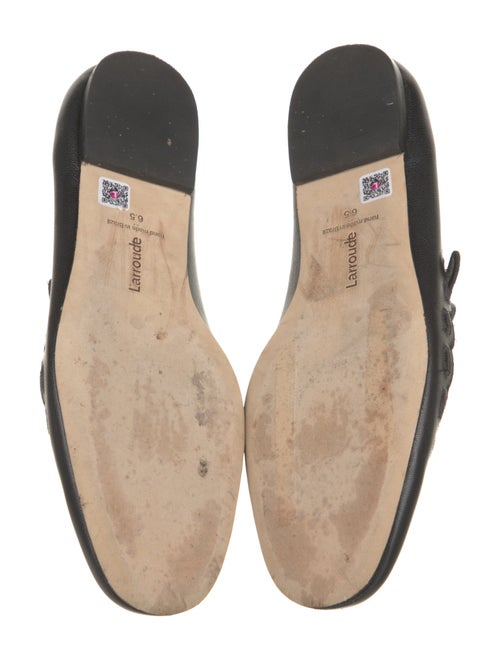 Larroude Leather Scalloped Accent Mary Jane Flats