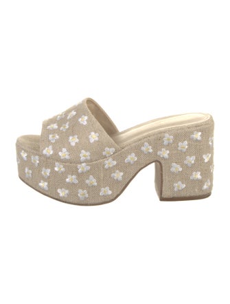 Larroude Printed Embroidered Accent Slides