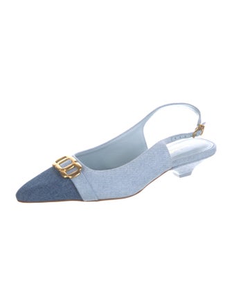 Larroude Denim Colorblock Pattern Slingback Pumps