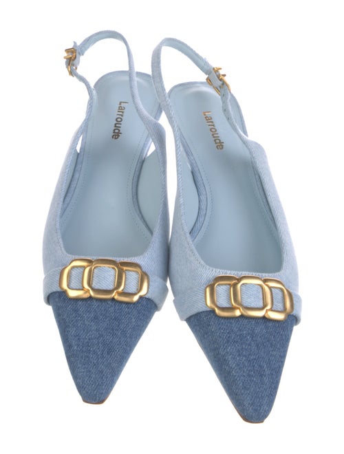 Larroude Denim Colorblock Pattern Slingback Pumps