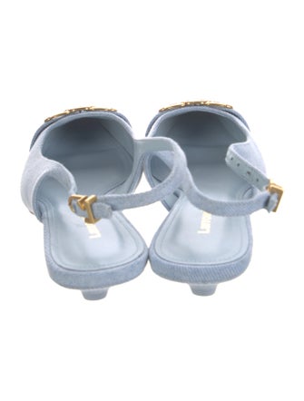 Larroude Denim Colorblock Pattern Slingback Pumps