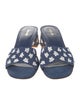 Larroude Denim Floral Print Slides