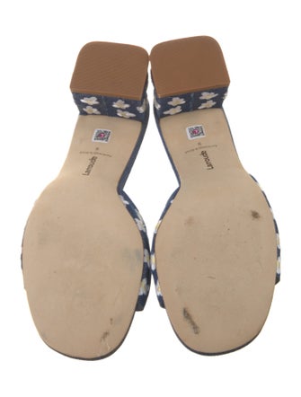 Larroude Denim Floral Print Slides