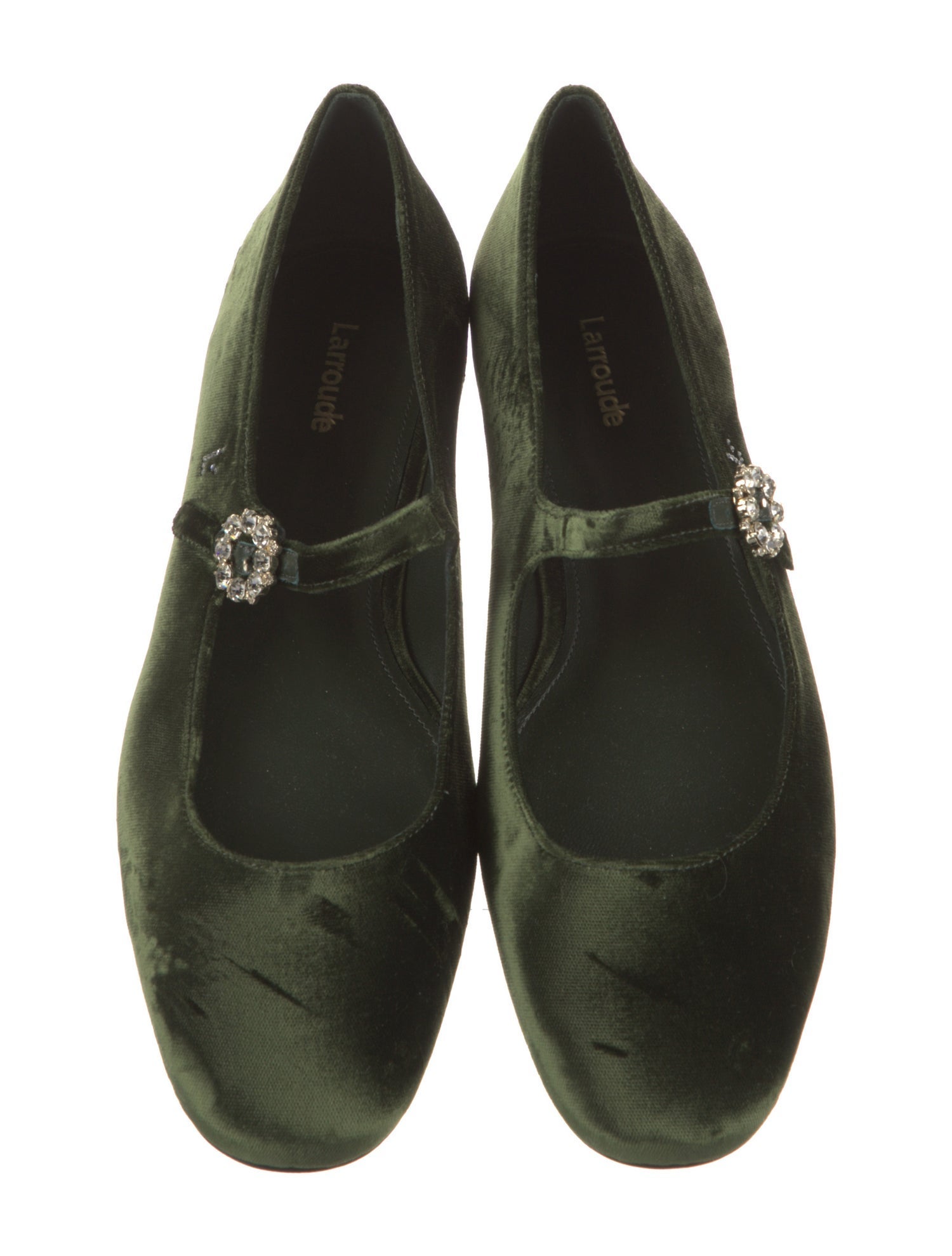 Larroude Velvet Mary Jane Flats
