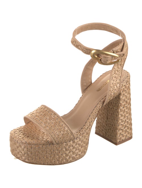 Larroude Raffia Leather Trim Embellishment Sandals