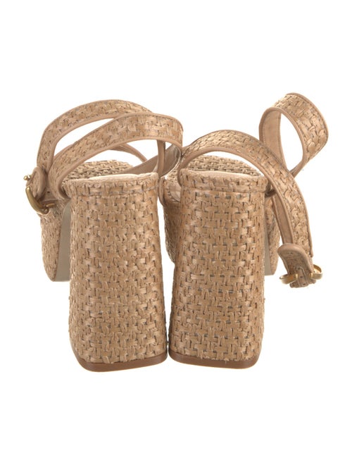 Larroude Raffia Leather Trim Embellishment Sandals