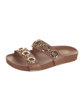 Larroude Leather Cutout Accent Slides