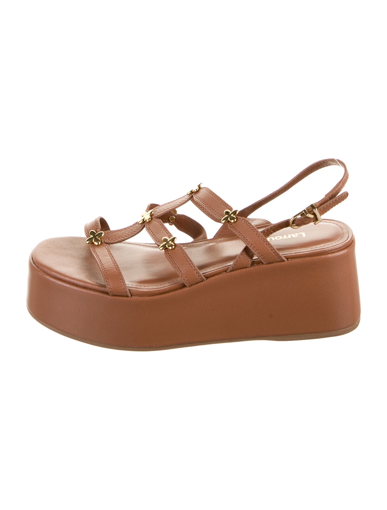 Larroude Leather Studded Accents Slingback Sandals