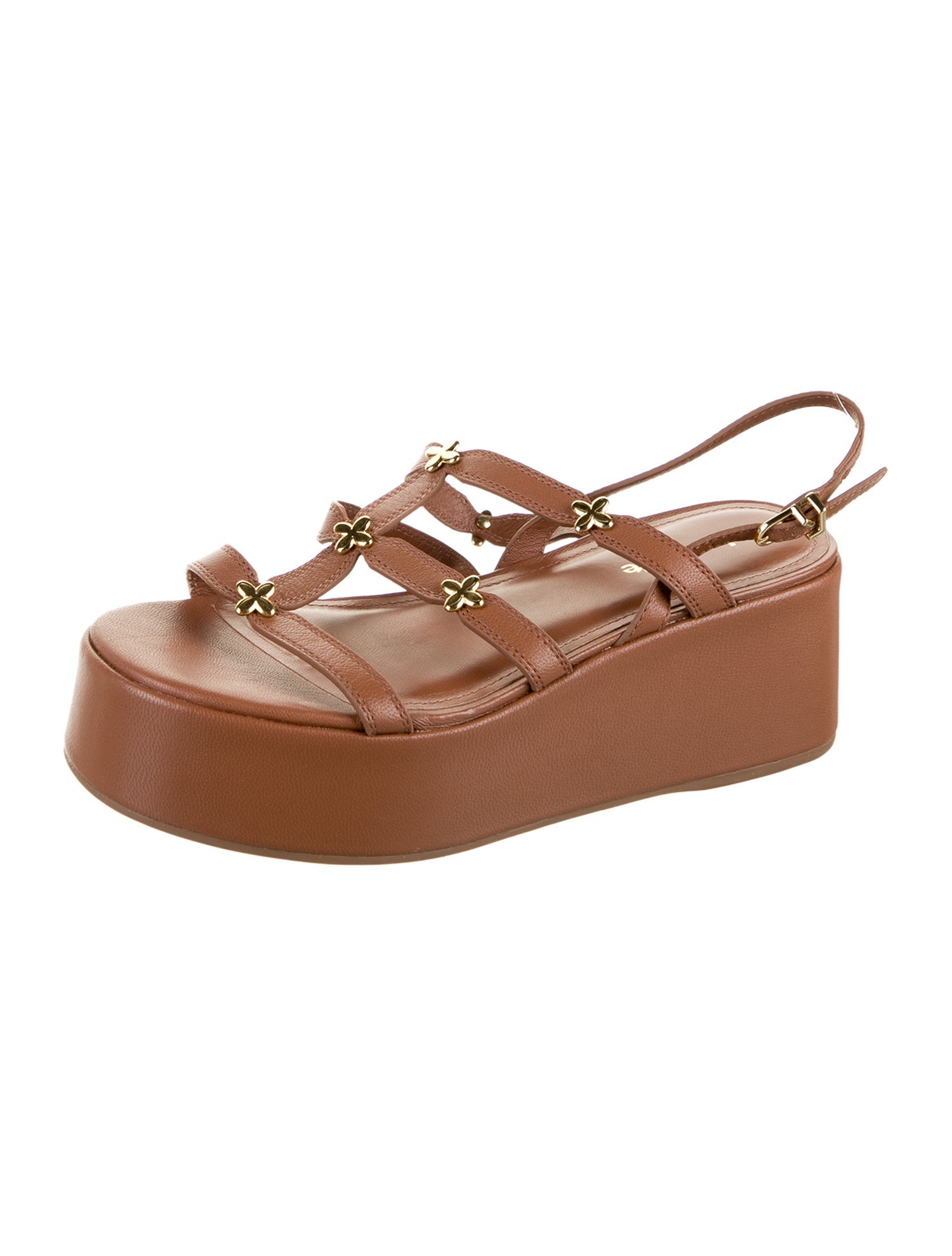 Larroude Leather Studded Accents Slingback Sandals