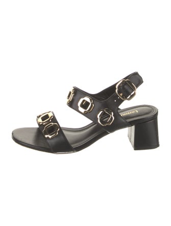 Larroude Leather Cutout Accent T-Strap Sandals
