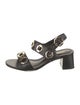 Larroude Leather Cutout Accent T-Strap Sandals