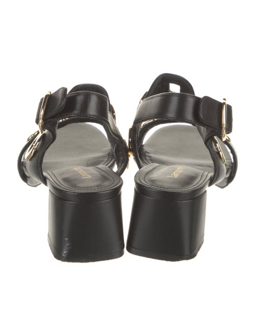 Larroude Leather Cutout Accent T-Strap Sandals