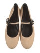 Larroude Raffia Leather Trim Embellishment Mary Jane Flats