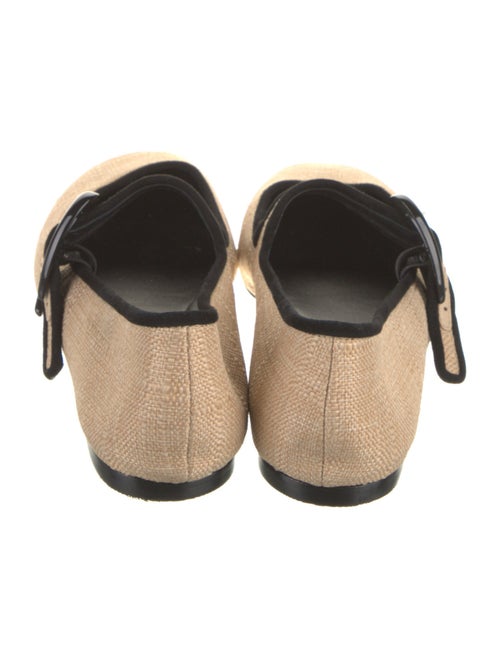Larroude Raffia Leather Trim Embellishment Mary Jane Flats