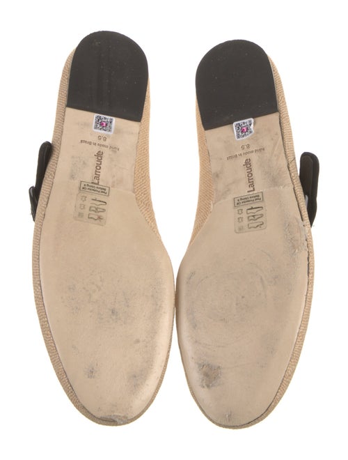 Larroude Raffia Leather Trim Embellishment Mary Jane Flats