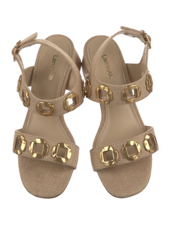 Larroude Straw Slingback Sandals