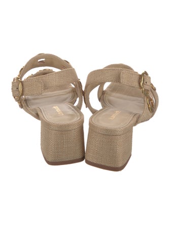 Larroude Straw Slingback Sandals