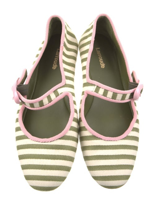 Larroude Canvas Striped Mary Jane Flats