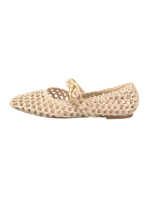 Larroude Raffia Mary Jane Flats