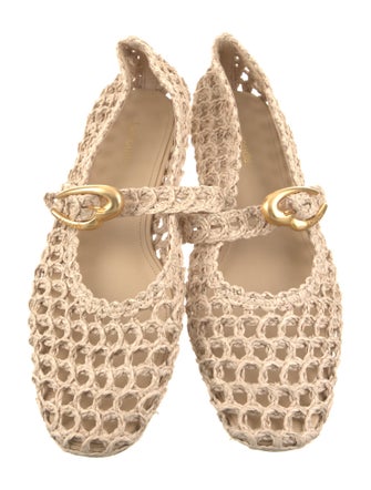 Larroude Raffia Mary Jane Flats