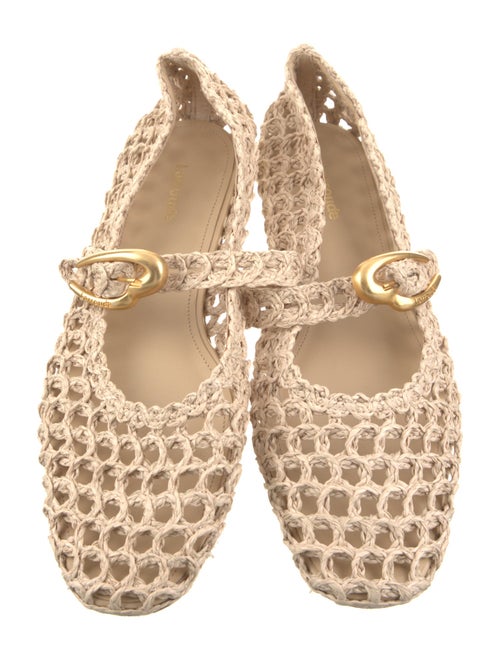Larroude Raffia Mary Jane Flats