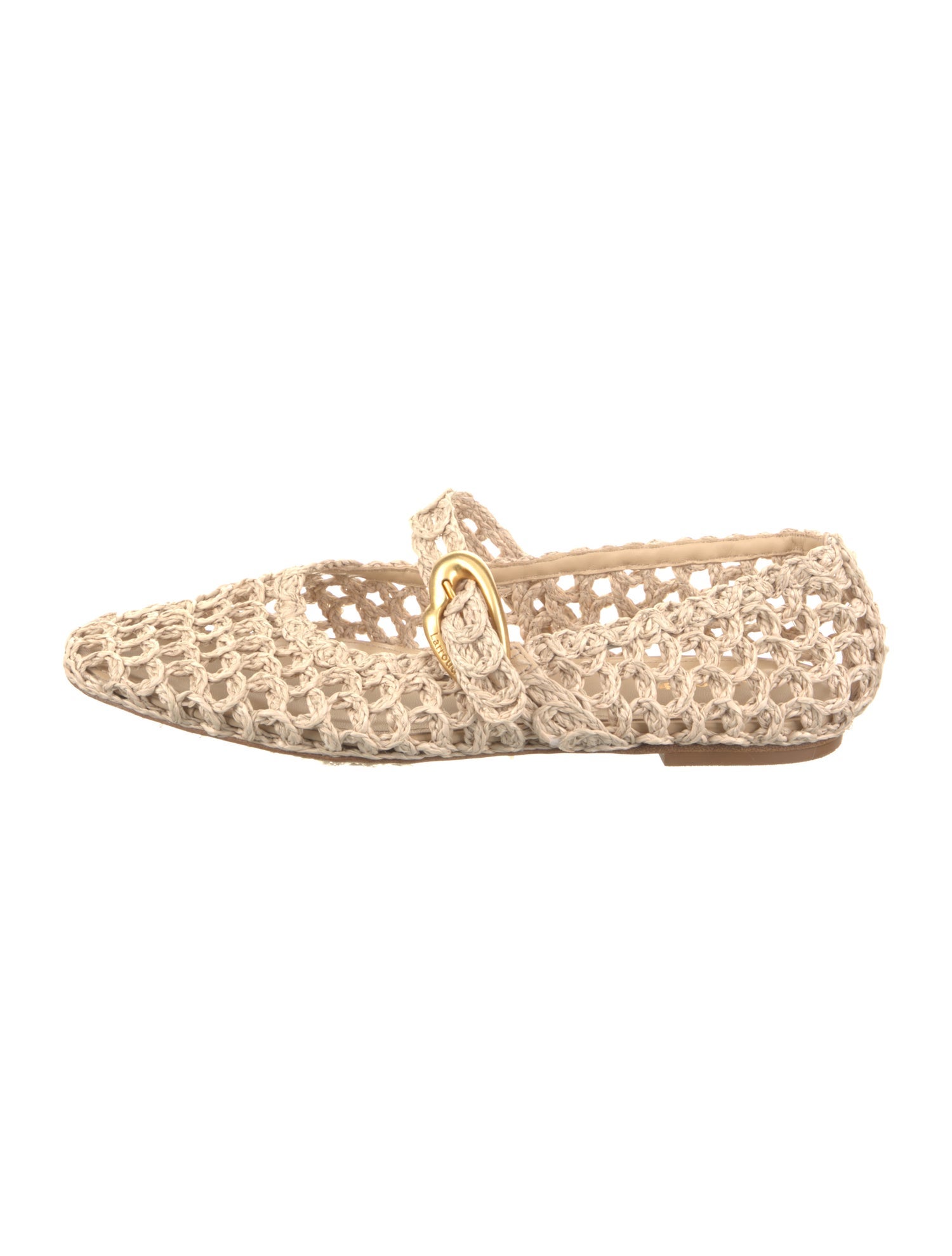 Larroude Raffia Mary Jane Flats